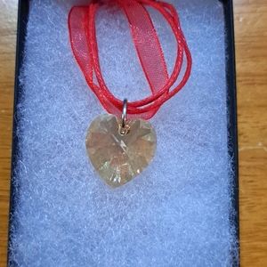 Evening Gold Crystal Heart Necklace